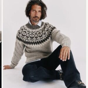 Blue Mogganer Bosie Northeaster Fairisle Yoke Ecology British Wool Mens Sz S